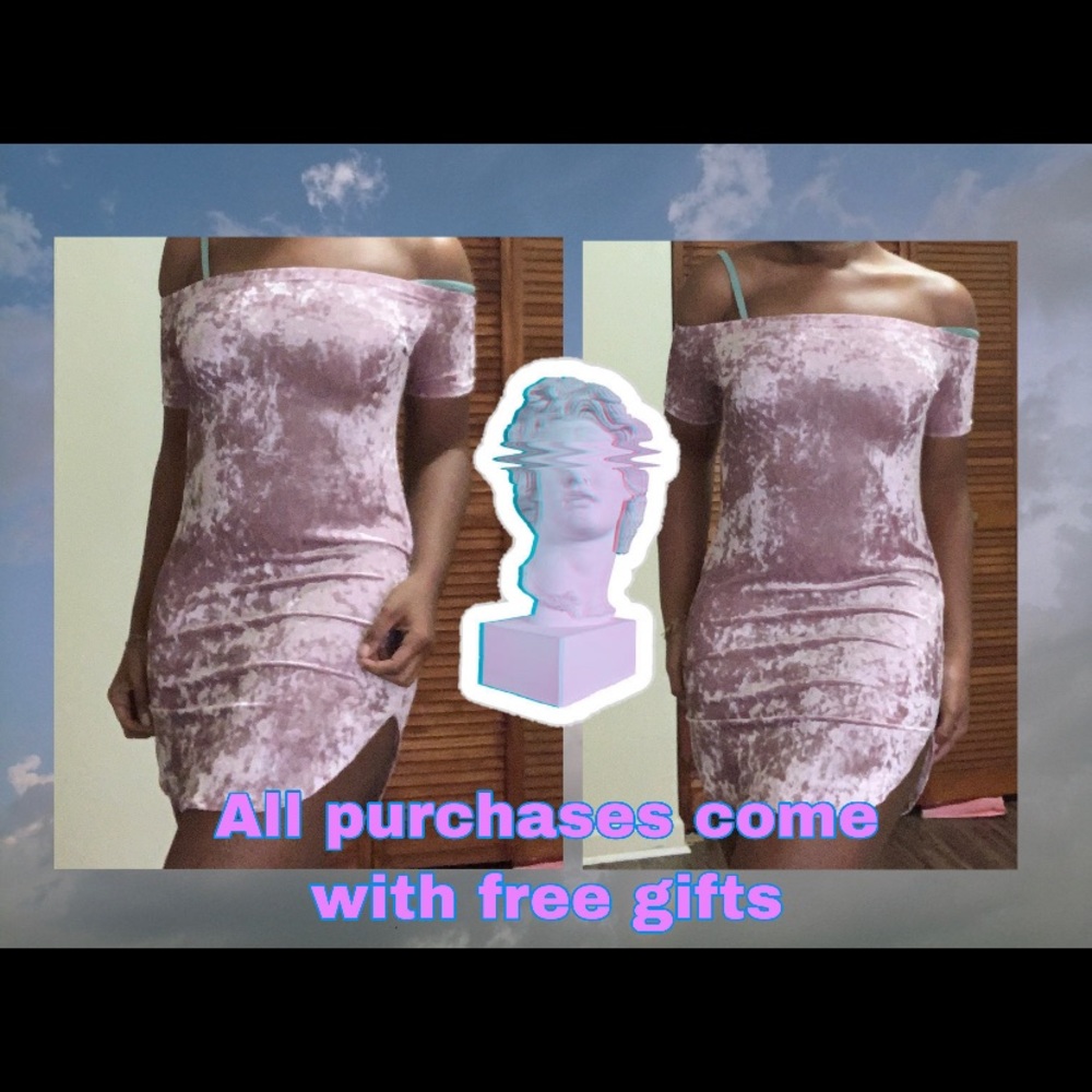 Pink velvet body con dress.